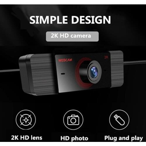 2K USB Webcam with Mic Microphone for Conference Online Teaching Skype PC Computer
