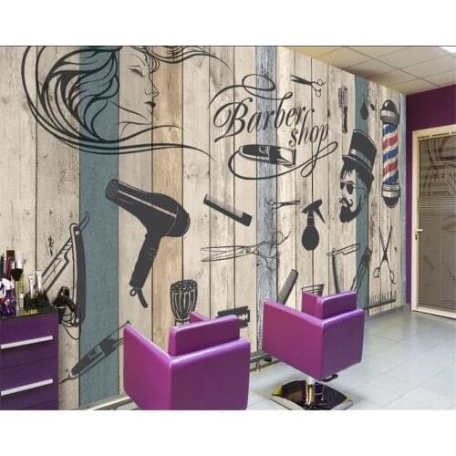 Beibehang Custom 3d Wallpaper Vintage Barbershop Beauty Salon Background Wall Painting wallpaper for walls 3 d papel de parede