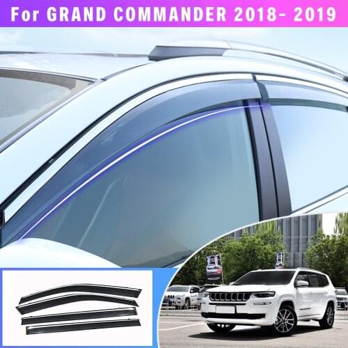Car Styling For Jeep Grand Commander 2018 Smoke car window visors sun Rain Guard Wind Deflectors Accessories 4PCS