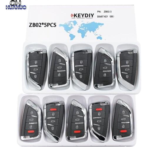 5PCS*KEYDIY Universal Smart Key ZB02-3 /ZB02-4 for KD-X2 Car Key Remote Replacement Fit More than 2000 Models