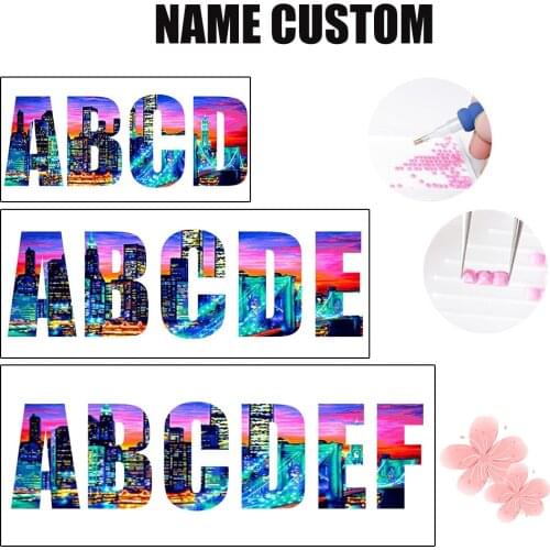 Huacan Diamond Painting Name Photo Custom Diamond Embroidery Letter DIY Mosaic Full Square/Round Rhinestones Needlework Gift