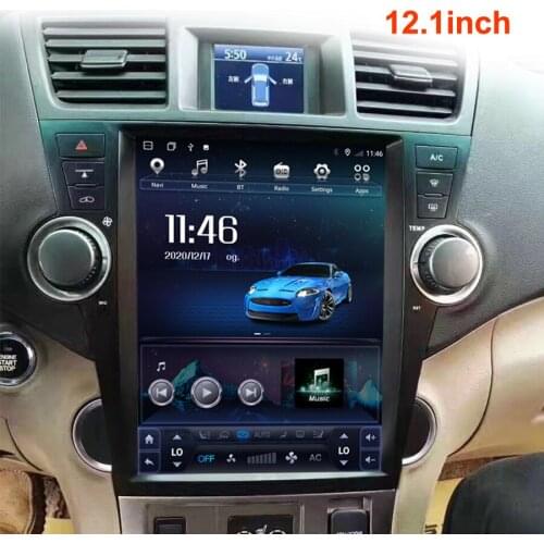 12.1inch Tesla Screen Car Radio Multimedia Video Player For Toyota Highlander 2011 2013 Android 10 GPS 2 Din Stereo 128GB ROM