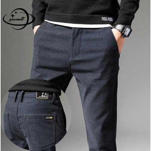 28-38 Mens Suit Pants Spring Autumn Male Long Pant Zipper Formal Business Solid Color Wear-Resisting Dress Trousers Clothes Hy37