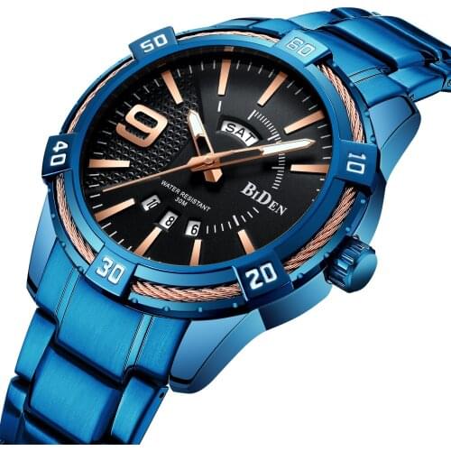 New Mens Watches Top Brand Luxury Quartz Watch Men Calendar Week Blue Military Waterproof Sport Wrist Watch Relogio Masculino