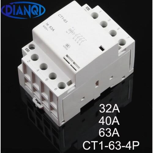 CT1-63 32A 40A 63A 4P 220V/230V 50/60HZ Din rail Household ac Modular contactor 4NO Household contact module auxiliar de partida