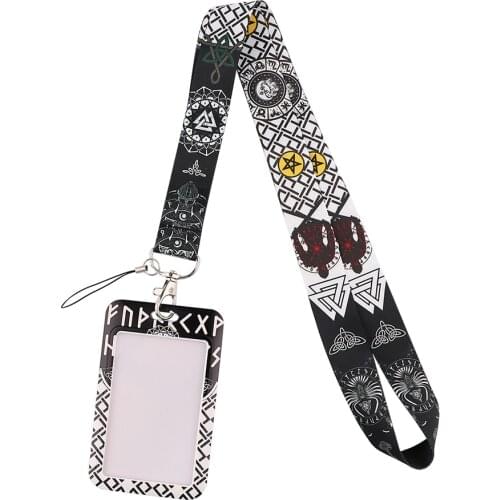 DB689 Viking Rune Keychain Lanyard For Keys Mobile Phone Hanging Rope USB ID Card Badge Holder Keychain DIY Lanyards