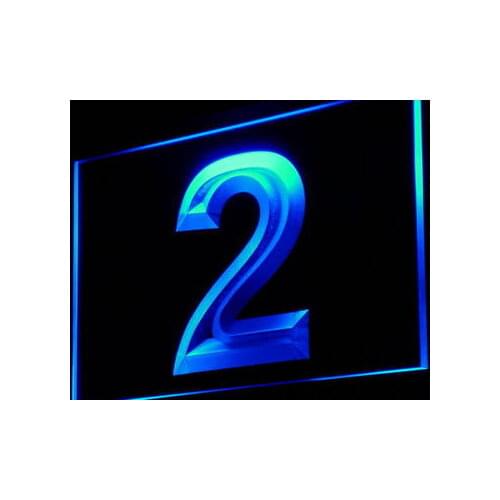 I871 2 Number Two Display Decor Decor Neon Light Light Signs On/Off Swtich 20+ Colors 5 Sizes