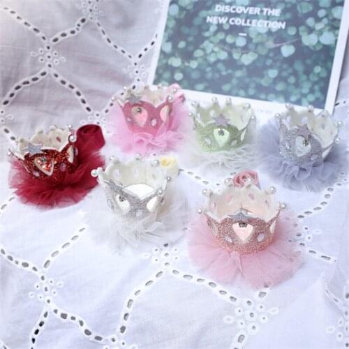 8pcs/lot Kids Elastic Crown Headband Headwrap Girl Children Hair Headwear Princess Crystal Crown Hair Band Birthday Party Gift