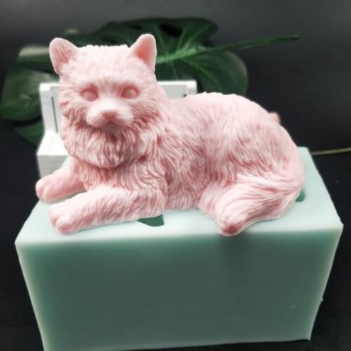 DW0193 PRZY Cat Silicone Mold Animals 3D Longhair Cat Soap Mould Handmade Soap Making Molds Candle Silicone Mold Resin Clay Mold