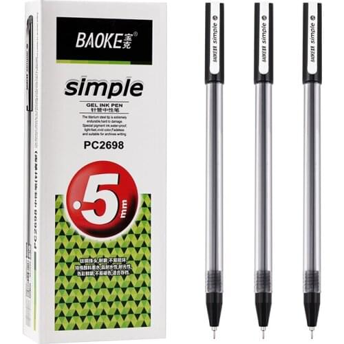 12 Baoke PC2698 Gel Pen 0.5mm Blue Red Pen Black Signature Pen Office Stationery Tricolor Pen Student Special Pen