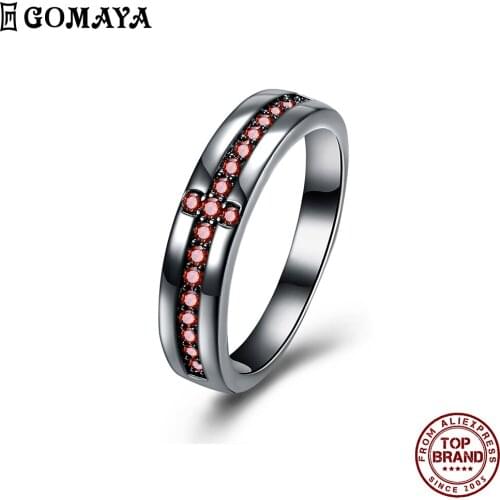 GOMAYA Cross Pave Orange Zircon Rings For Women Trendy Design Round Circle Finger Ring Unisex Party Prom Hip Hop Fashion Jewelry