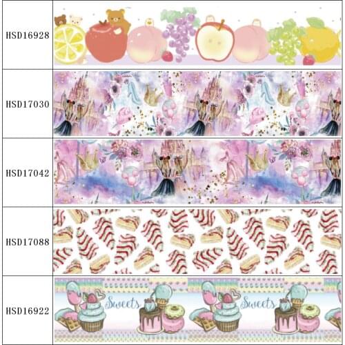 HSDCraft Free shipping 25MM 38MM 75MM Heat Transfer Printed Grosgrain ribbon for diy hair bow