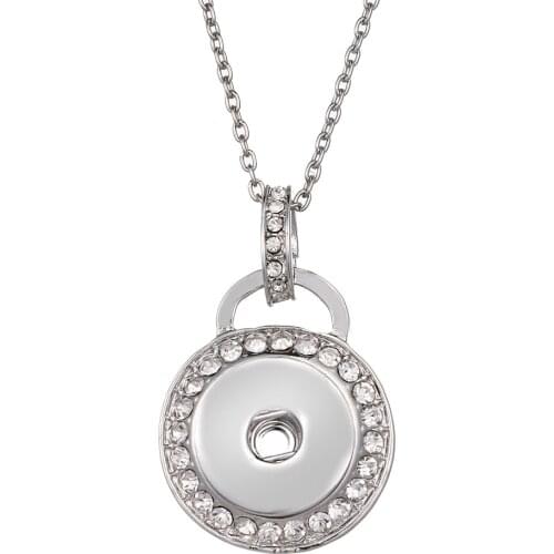 Classic Simple Round Necklace Small Charm With Chain Necklace Fit 18mm Snap Buttons The Bloomer Snap Jewelry