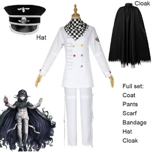 Danganronpa V3 Kokichi Oma Cosplay Costume President Oma Cosplay Wig Cloak and Hat Halloween Carnival Party Costumes