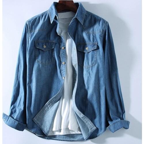 KU LI QI Mens Denim Shirts