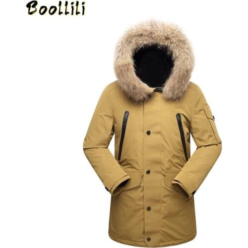 Fur Hooded Duck Down Jackets Men Warm High Quality Windproof and waterproof Down Coats Male Casual Winter Outerwer Parkas -40C