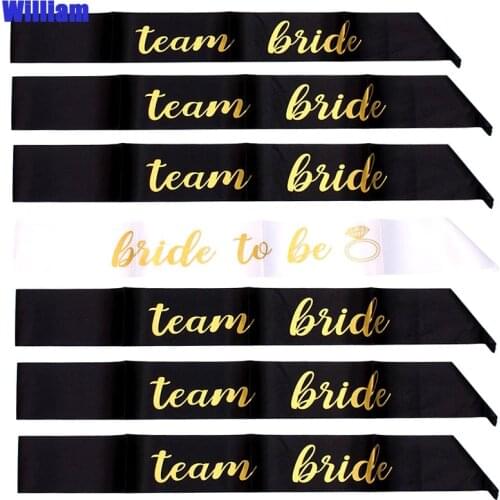 6+1pcs/set Engagement Bachelorette Party Bride to Be Satin Ribbon Sash for Wedding Party Bridal Team Shower Decoration Supplies