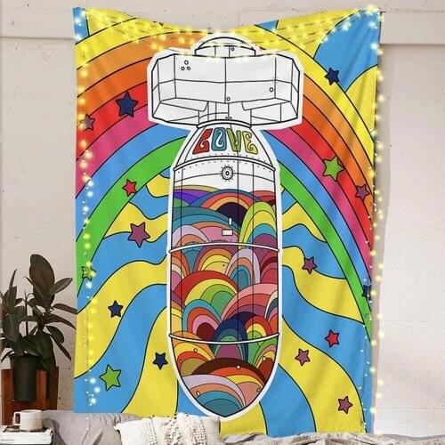 Love Bomb Yoga Tapestry Travel Sleeping Pad Polyester Fabric 3D Printed Wall Hanging Tapestry 44*74inchs