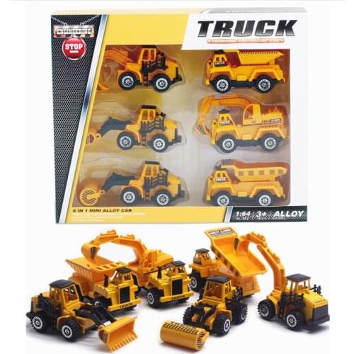 Original packaging 1: 64 alloy engineering car model,6 sets of toys,high simulation childrens toys,free shipping