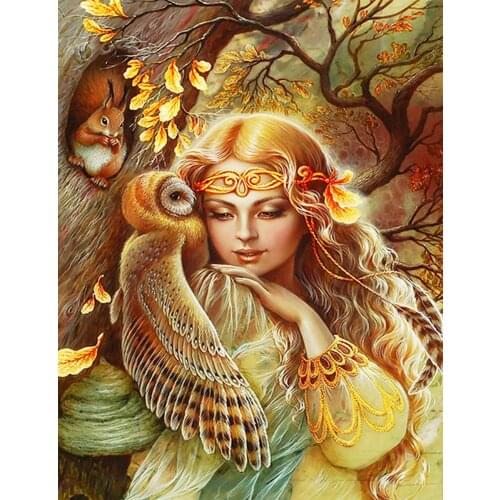 New Girl and owl Needlework Cross stitch sets Aida 14CT Unprinted Embroidery kits Arts Cross-Stitching,DIY Handmade home Decor