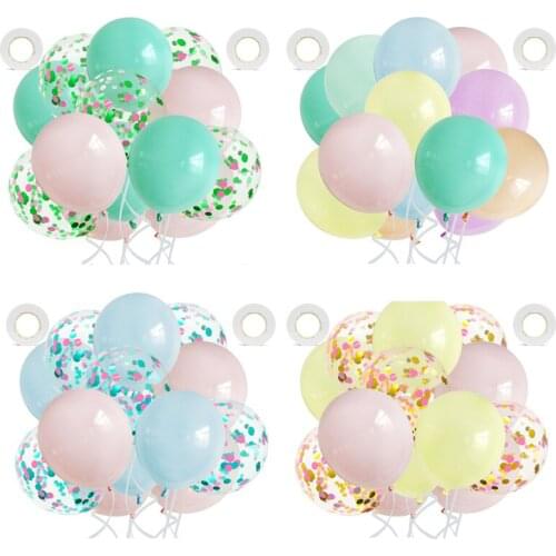 15pcs/20pcs 12inch Macaroon Balloons DIY Latex Confetti Ballons Set Kids Birthday Valentines Day Wedding Party Festival Decor