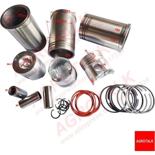 Set of piston group for Jiangdong engine TY395IT, includes piston, lines, piston rings, pins, water seals for one engine use