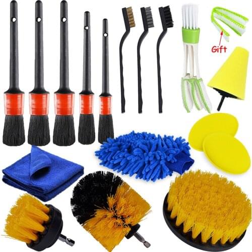 Detailing Brush Set Car Cleaning Brushes Power Scrubber Drill Brush For Car Leather Air Vents Rim Cleaning Dirt Dust Clean Tools