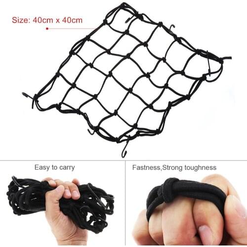 New Arrival !!! Motorcycle Bike Scooter 6 Hooks Hold down Fuel Tank Motorbike Luggage Net Mesh Web Bungee Black 40x40cm