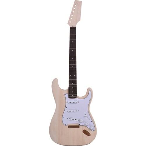 Premium Unfinished DIY Electric Guitar Kit Basswood Body Maple Neck Nickel Alloy Strings for ST Style Guitar Lovers Gift