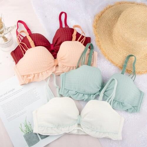 Sexy lace beautiful back seamless gather cute girl no steel ring bra