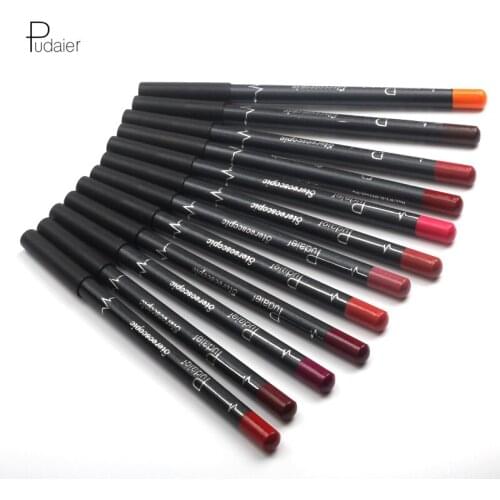 Pudaier 12Colors Lipliner Sof Texture Long Lasting Lip Liner Pencil Lip Sense Cosmetics Contour Lip Tint Makeup Products