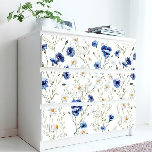 FUNRIFE waterproof Nordic simple PVC self-adhesive chamomile cabinet paste furniture modified wallpaper paste MD009 3pcs/lot