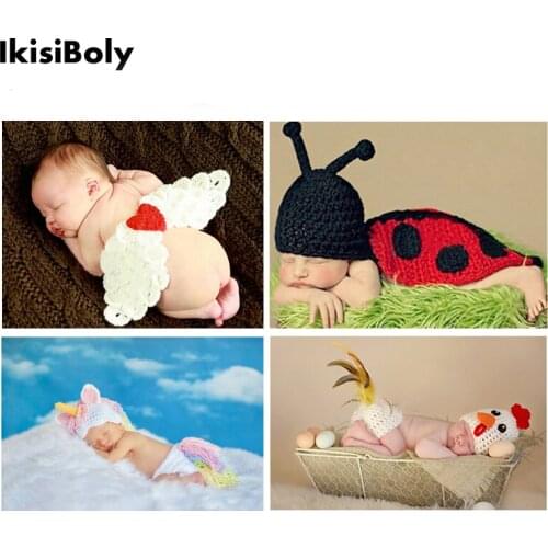 Baby Boy Photography Props Outfits Clothes Newborn 0-3M Handmade Weaving Chick Angel Set for Girls Infant Toddlers Babe Costume