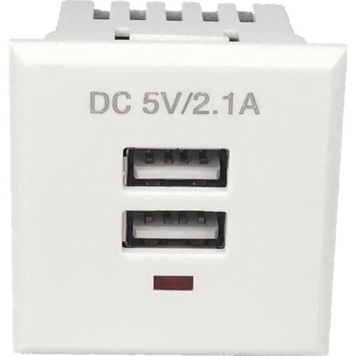 Dual USB AC Power Socket Embedded Dual USB Desktop Receptacle DC Charging Power Panel Module Outlet 5V 2.1A