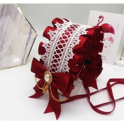 Sweet Lolita Bonnet Headwear Retro Princess Hair band Girl Bow Lace Hair Clip Headbands D873