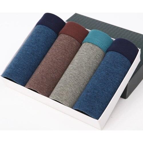 4Pcs/lot Male Panties Cotton Men Underwear Boxers Breathable Panties Man Boxer Solid Underpants Comfortable Brand Shorts Pants