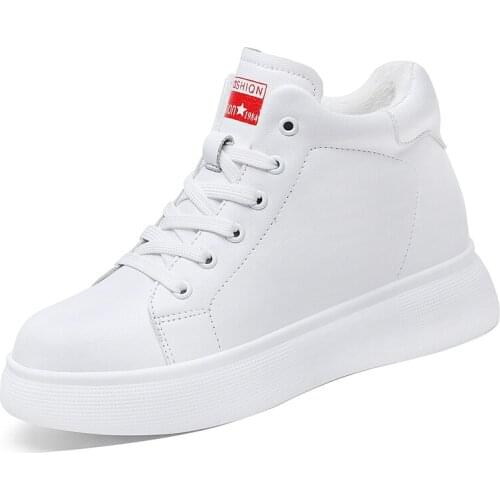 Round Toe Flat High-Top Shoes, Lace-Up Solid Color Shoes, WomenS Platform WomenS Shoes