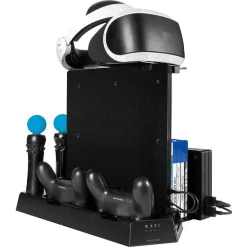 Vertical LED Charging Dock Station Charger Stand+11Pcs Game Discs Seats+Cooling Cooler Fan for PS4/Slim/Pro/PS VR Game Console