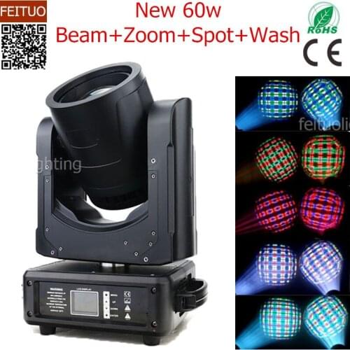 10pcs/lot New 60w RGBW LED Moving Head Light Spot Stage Effects Beam Spot Wash 3in1 Zoom Moving Heads 60 watt