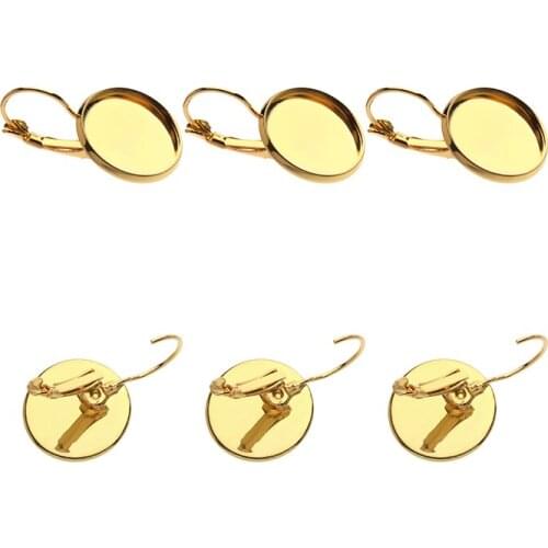 10pcs Copper Gold Plated 10/12/14/16/18/20mm Charms Ear Clip Round Blank Tray For DIY Jewelry Accessories Fit Glass Cabochon