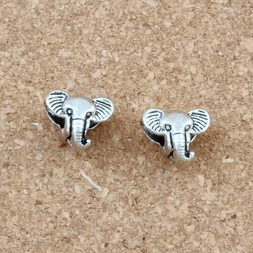 20 Pcs / Lots Elephant Head Alloy Big Hole Spacer Beads For Jewelry Making Bracelet Necklace DIY Accessorie 12x10.2x8mm F-9