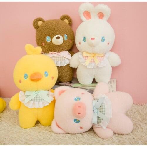 26cm Cartoon Cute 4 Styles Animals Doll Chicken Pig Bear Rabbit Plushie Stuffed Children Toys Kawaii Room Decor For Kids Birthd
