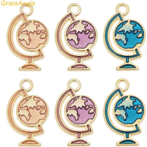 30pcs Creative Enamel Alloy Globe Shape Charms Pendant For Necklace Bracelet Jewelry Crafts DIY Findings