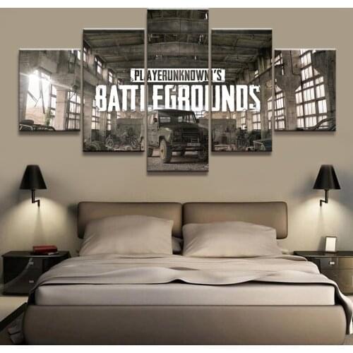 5 Piece Pubg Playerunknowns Battlegrounds Game Poster Artwork Wall Painting on Canvas for Home Decor