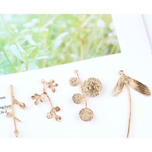6pcs Korean Style copper-plated Earrings for Women Girls Pendant Dragonfly Branch Statement Earrings Diy Jewelry Accessories