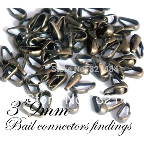 Antique bronze brass 1000piece/lot 3*9mm Metal Clips Pendant Pinch Hooks Bails Connectors