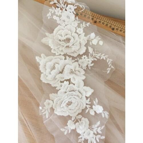 Applique Lace Wedding Dress Applique DIY Bridal Headdress Ivory Lace Collar Lace Fabric Patch Sell For 1 Pcs Applique Bridal