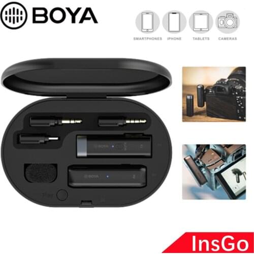 BOYA BY-WM3 2.4GHz Wireless Microphone System Interview Mic for Smartphone DSLR Camera Desktop Laptop PC