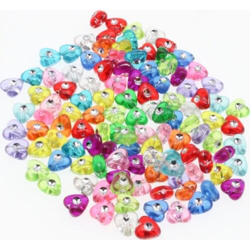 CHONGAI 200Pcs Mixed Foil Dot Transparent Heart Charm Acrylic Beads For Jewelry Making Handmade Beads Accessories 8mm