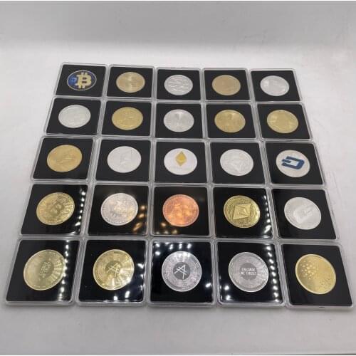 Doge/Bitcoin/Ethereum/Litecoin/Dash/Ripple/Monero/EOS Dogecoin Metal Physical silver/Gold Ada Cardano Coin with Showing Case